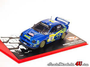 Масштабная модель автомобиля Subaru Impreza WRC Rally Monte-Carlo (T.Makinen - K.Lindstrom 2002) фирмы Altaya (Ixo).