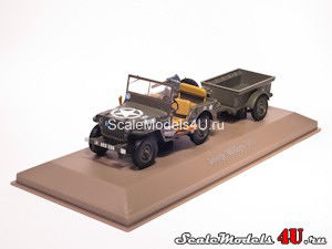 Масштабная модель автомобиля Jeep Willys MB + minitrailer US-Army (WWII) фирмы Atlas.