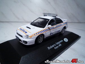 Масштабная модель автомобиля Subaru Impreza Police (Australia 2002) фирмы Hongwell/Cararama.