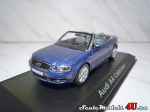 Масштабная модель автомобиля Audi A4 Cabriolet Blue (2002) фирмы Norev.