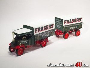 Масштабная модель автомобиля Foden C Type Steam Wagon and Trailer "Frasers" (1922) фирмы Matchbox.