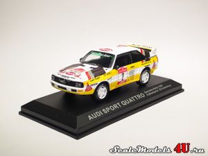 Масштабная модель автомобиля Audi Sport Quattro Sanremo Rally #2 (S.Blomqvist - B.Cederberg 1984) фирмы Altaya (Ixo).