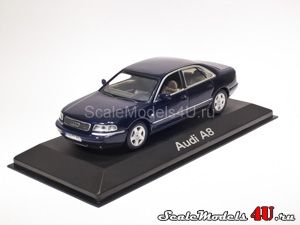 Масштабная модель автомобиля Audi A8 D2 Facelift Santorini Blue Metallic (1999) фирмы Minichamps.