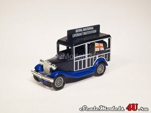 Scale model of Ford Model A Woody Bus  "Royal National Life-Boat Institution" (1927) produced by Lledo.